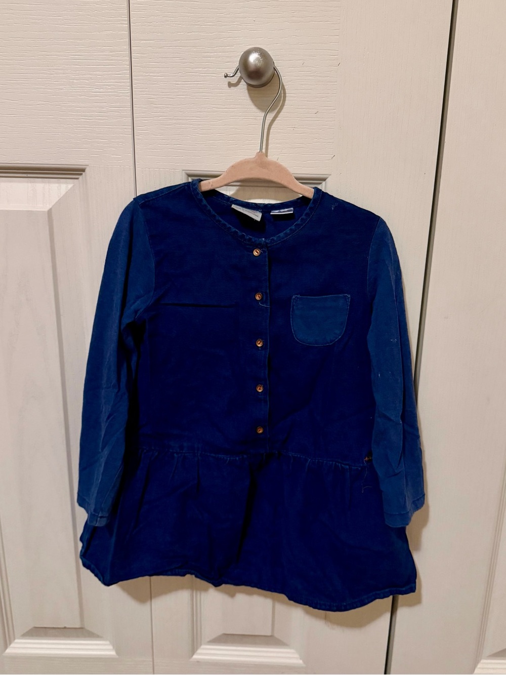 Zara Girls' Navy Blue Button-Front Casual Dress